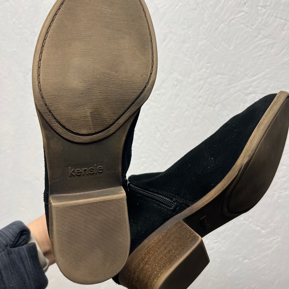 KENSIE Garry Black Leather Suede Ankle Zip-Up Booties Women's 8.5 - Picture 3 of 7